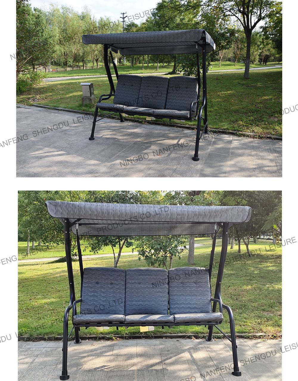 Patio Swing Chair, 2/3-Person Outdoor Canopy Swing, Porch Swing with Removable Cushion, Outdoor Swing Glider for Patio, Garden, Poolside, Balcony
