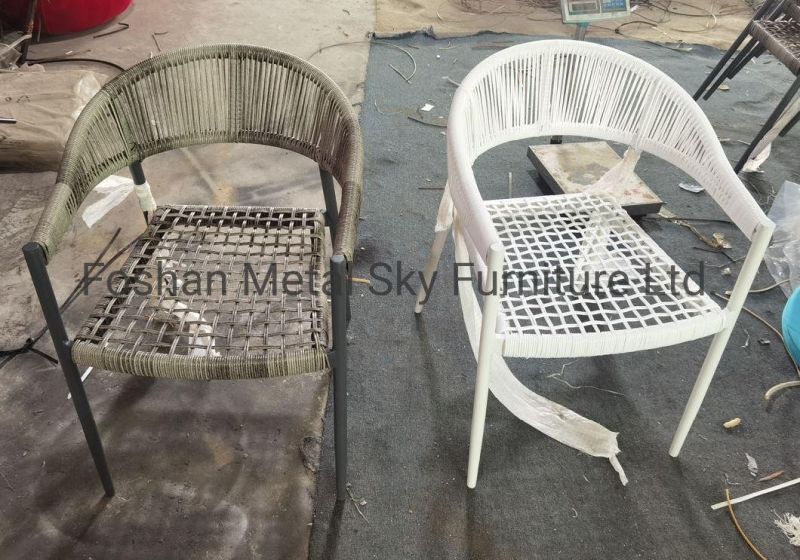 Outdoor Rattan Wicker Rope Garden Hotel Restaurant Courtyard Aluminum Chair