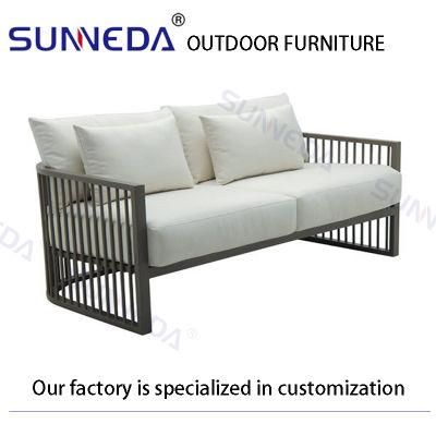 Modern Aluminum Frame Love Chairs with End Tables and Benches with Tarpaulin Cushions