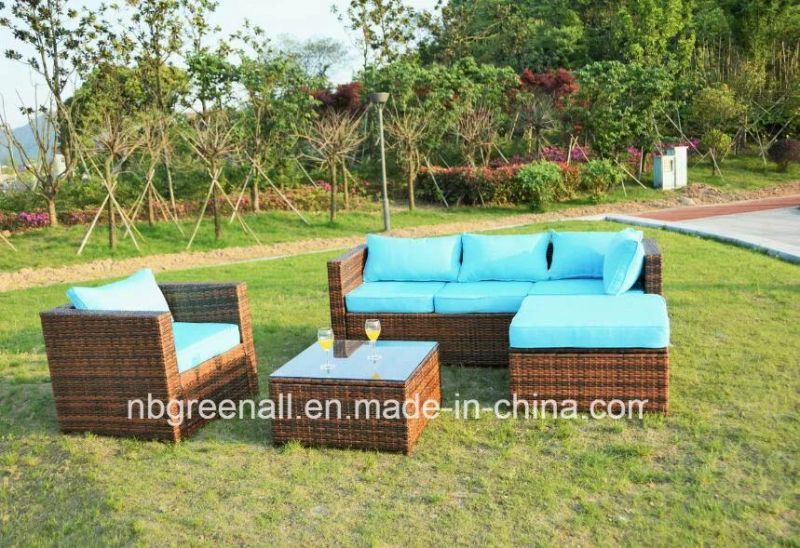5PCS Kd Garden Patio Outdoor Home Furniture Rattan Sofa with Cushion