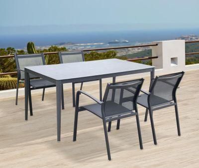 Black Aluminum 6 Piece Outdoor Dining Set Garden Table and Chair Patio Backyard Furniture