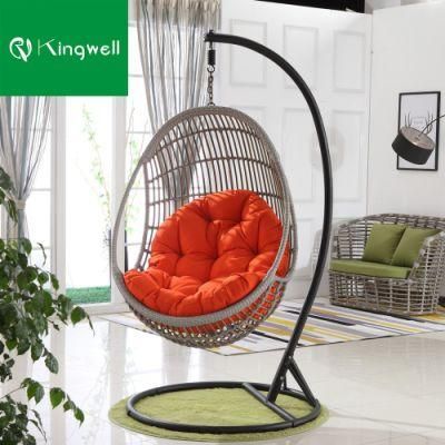 Courtyard Egg Shaped Balcony Patio Metal Rattan Wicker Swing Hanging Chair with Indoor Outdoor Furniture