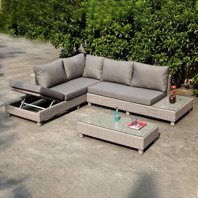 Best Selling Set Garden Furniture Patio Sets Aluminium Wicker Outdoor Sofa with Storage