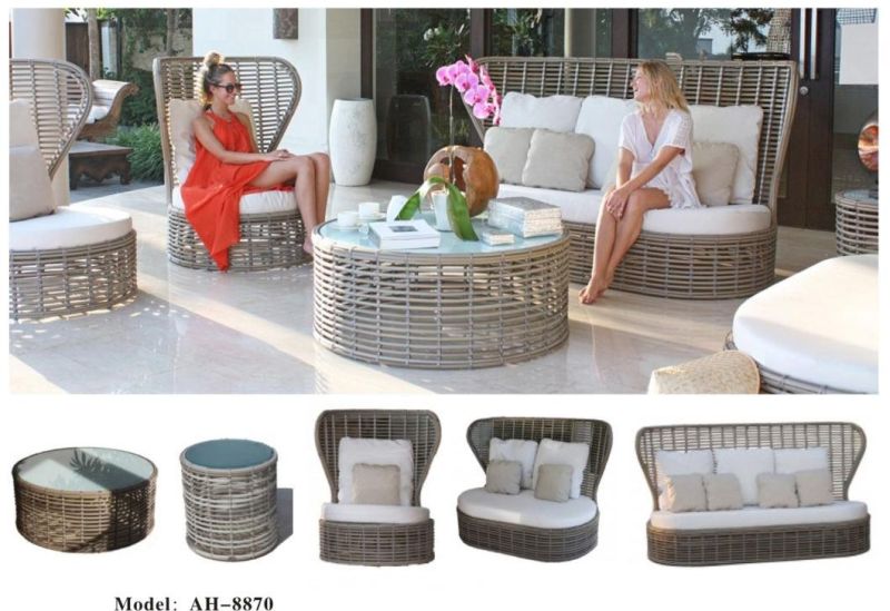 Patio Outdoor Furniture Sets, Wicker Garden Brown Sofa and Chairs for Sale 4 Pieces Rattan Set for Garden