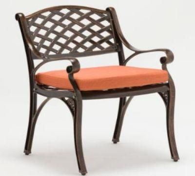 Outdoor Cast Aluminum Garden Chair Die Casting Bronze Armrest Patio Chair Luxury Dining Chair
