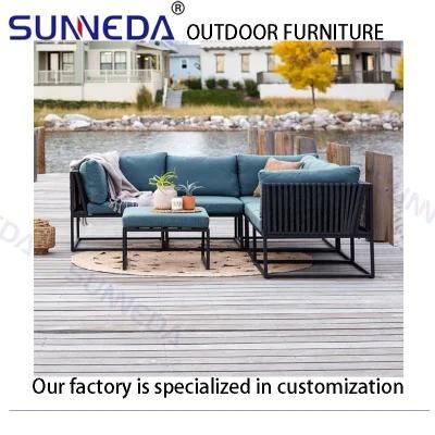 Garden Furniture Powder Coated Aluminum Sofa with Coffee Table