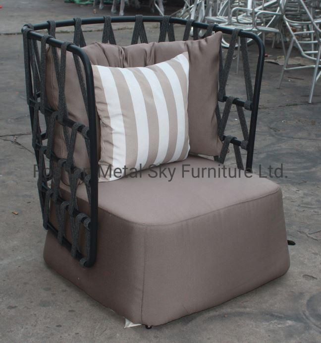 Outdoor Rope Metal Courtyard Garden Hotel Restaurant Wicker Rattan Chair