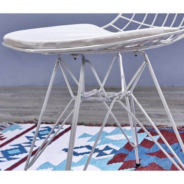Fashion Stackable Cafe Black EMS Metal Garden Chair Gold Metal Wire Coffee Chair Hotel Dining Chair with Cushion