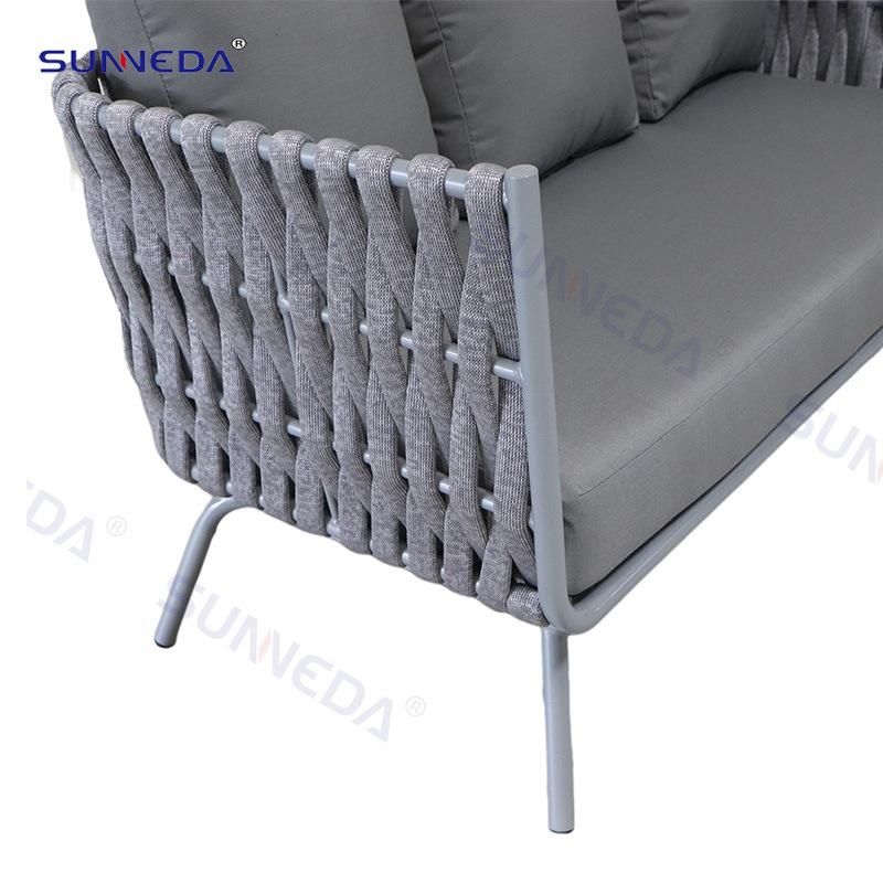 Outdoor Furniture Morden Style Aluminum Outdoor Fancy Rope Woven Sofa