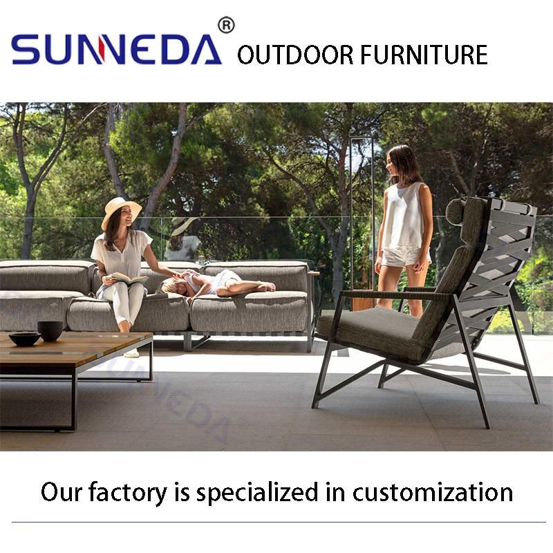 Contemporary Long Patio Leisure Outdoor Aluminum Frame Comfortable Sofa