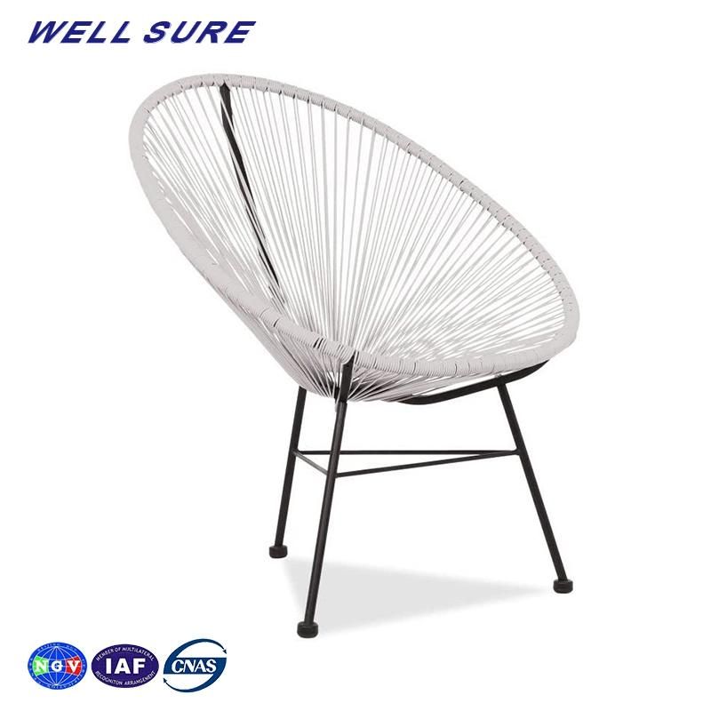 Factory Directly Armchair Indoor Outdoor Furniture White PE Rattan Metal Garden Chair