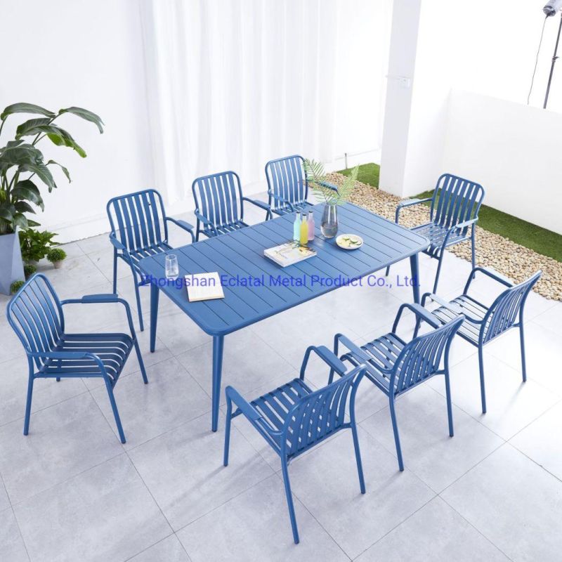 Large Seater Dining Table Aluminum Coffee Table Outdoor Table and Chairs Set Bar Furniture Used in Cafe Shop