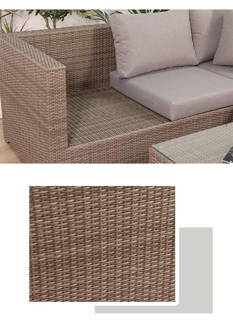 Modern PE Wicker Outdoor Villa Garden Sofa Backyard Rattan Garden Sofa Set