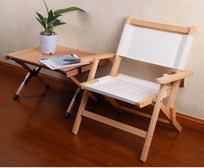 Wooden Outdoor with Polyester Fabric Folding Beach Chair