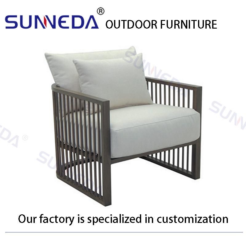 Modern Aluminum Frame Love Chairs with End Tables and Benches with Tarpaulin Cushions
