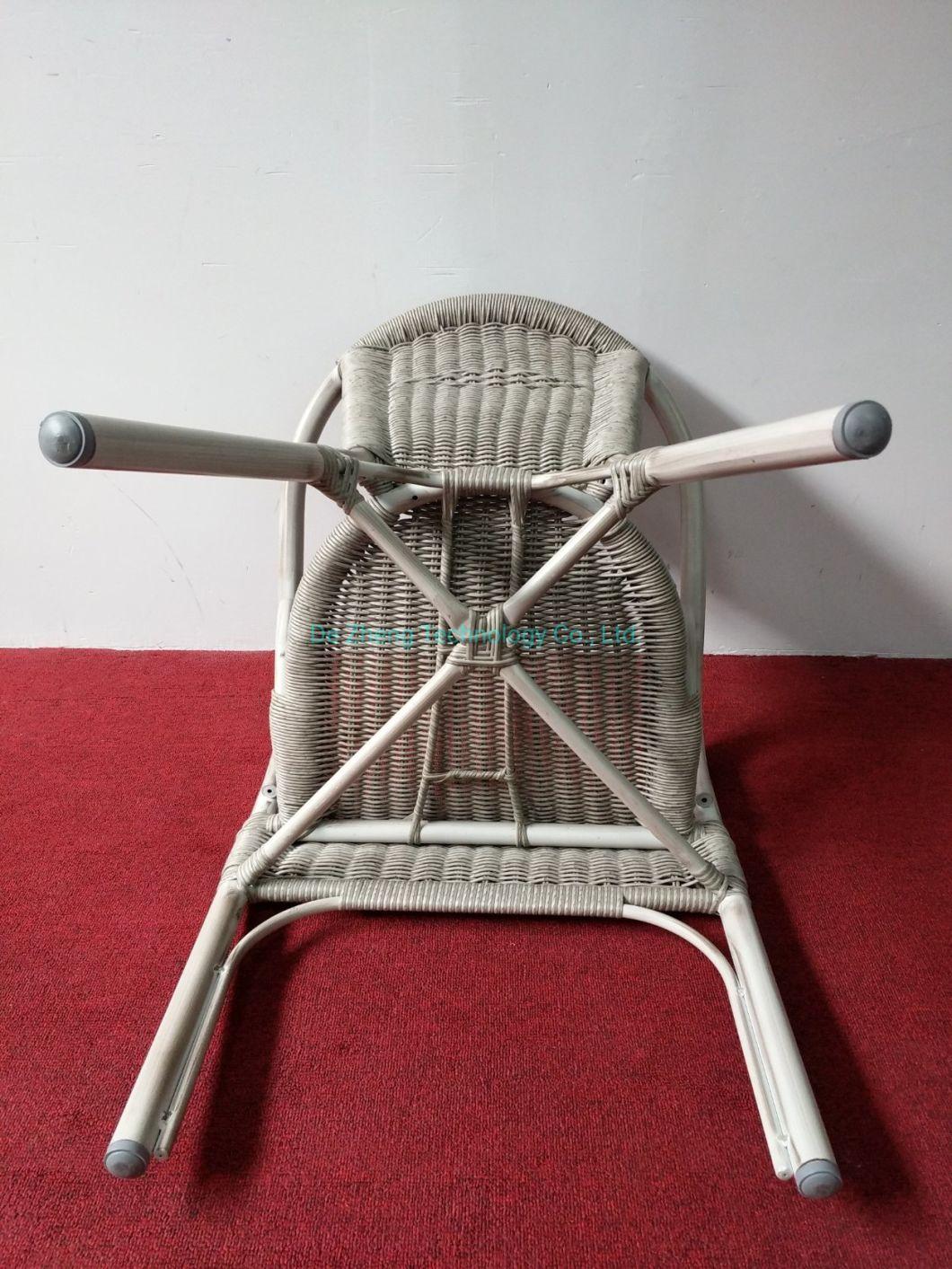 Circle Arms Triplet Round Aluminum Tube Legs Rattan Hotel Bar Outdoor Furniture for Dining Set