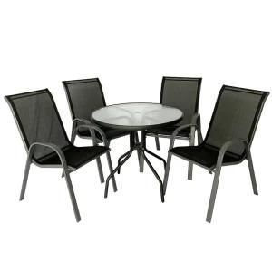 5PCS One Table Four Chairs Outdoor Garden Patio Furniture Set