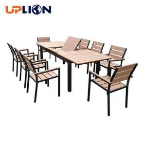 Uplion Aluminum Frame Dining Table Chairs Sets Waterproof Anti-Resistant Plastic Wood Garden Furniture