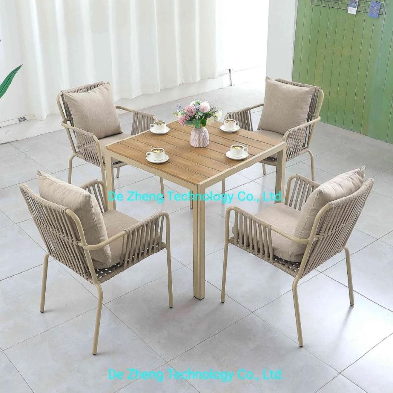 Bistro 5PCS Dining Sets Hotel White Garden Furniture Aluminum 4 Seater Chairs Square Table Outdoor Dining Set