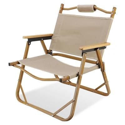 Outdoor Furniture Wood Grain Aluminum Portable Folding Camping Chair
