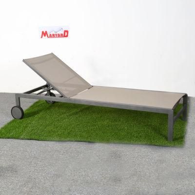 Sun Lounger Outdoor Slingfurniture Garden Daybed Leisure Sunbed with Wheels