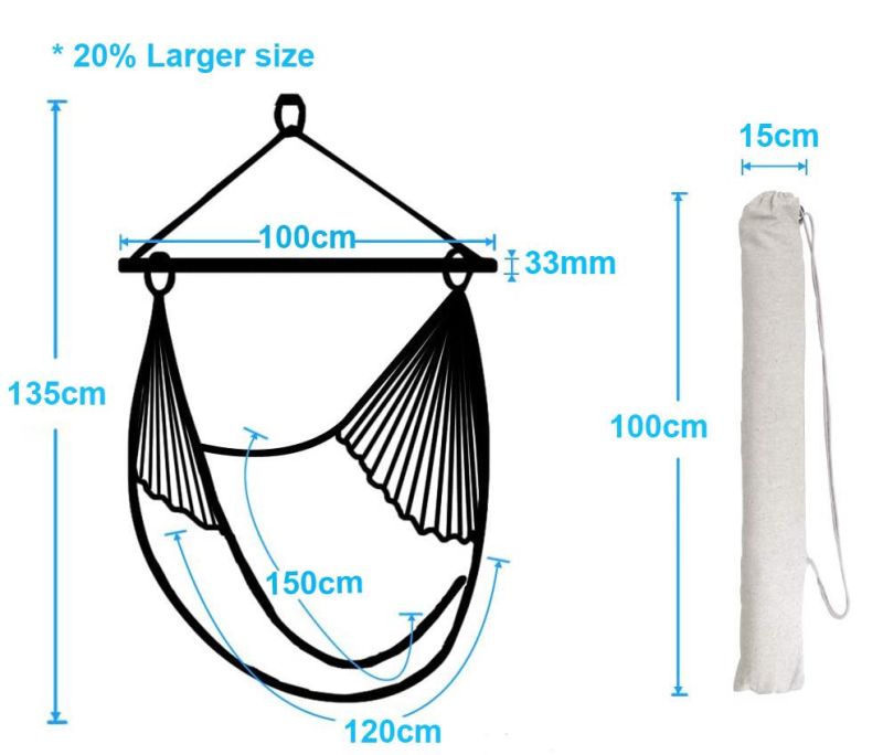 XXL 100% Cotton Lounge Two Pillow Removable Hanging Chair