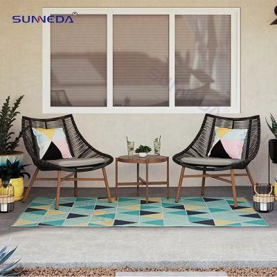 Outdoor Garden Balcony Leisure Table Chair Set with Rope Finish