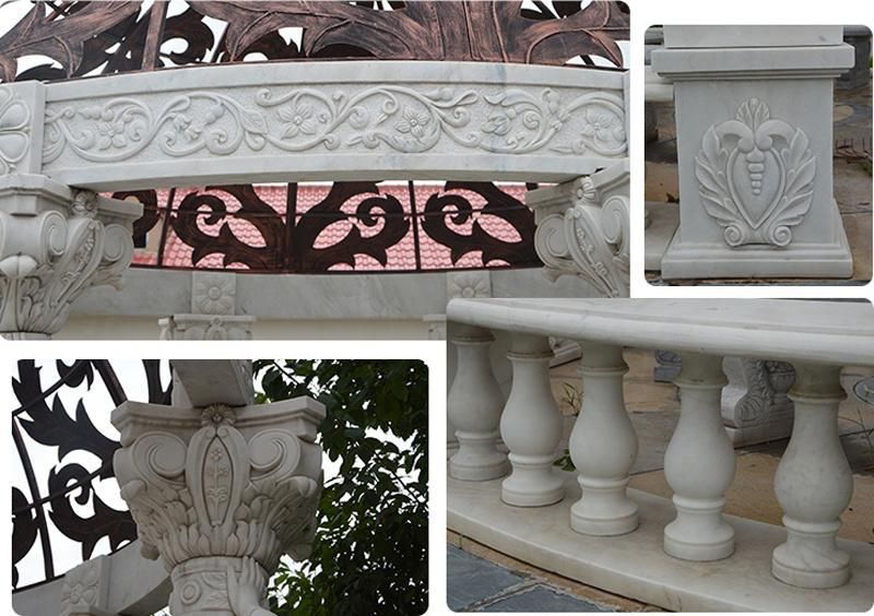 Marble Stone Carving Sculpture Garden Gazebo for Outdoor