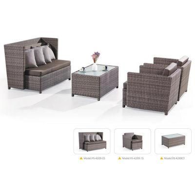 C-Modern Garden Furniture High Back Brown Plastic Wicker Sofa