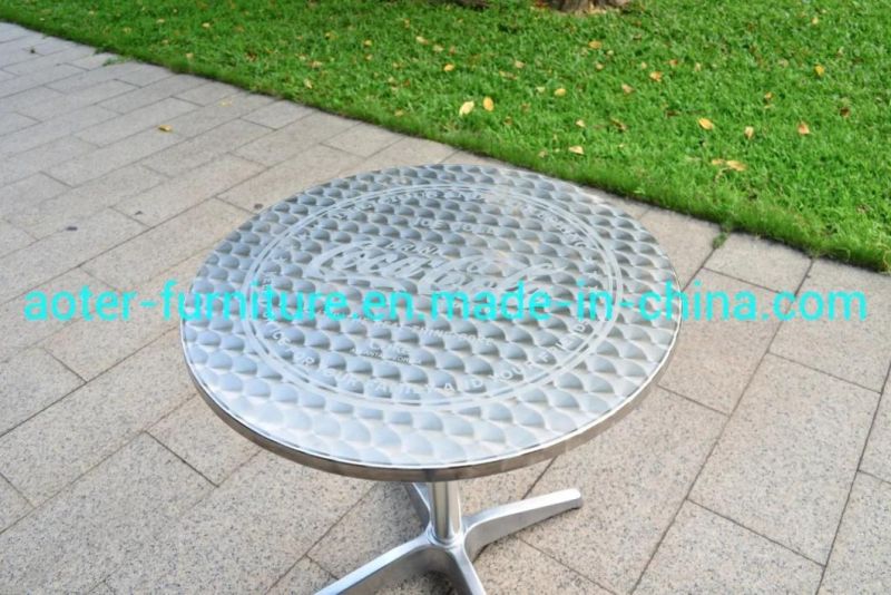Whole Sale Cheap Stainless Steel Aluminum Outdoor Bar Bistro Cafe Logo Customize Round Table