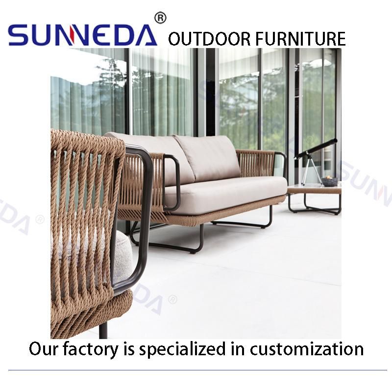 Outdoor Contemporary Aluminum Frame Tea Table with Transparent Glass