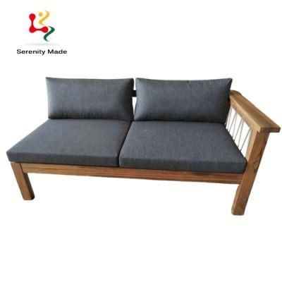 New Arrival Lounge Garden Furniture Teak Wood Frame Quick Dry Foam Upholstered Outdoor Sofa