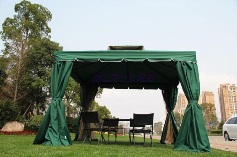 Outdoor Gazebo Pop up Tent, Aluminum Frame Soft Top Outdoor Patio Gazebo with Polyester Curtains and Air Venting Screens Wbb17598