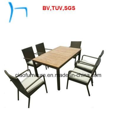 F- Outdoor Teakwood Table and PE Rattan Chair (CF609t+CF609c)