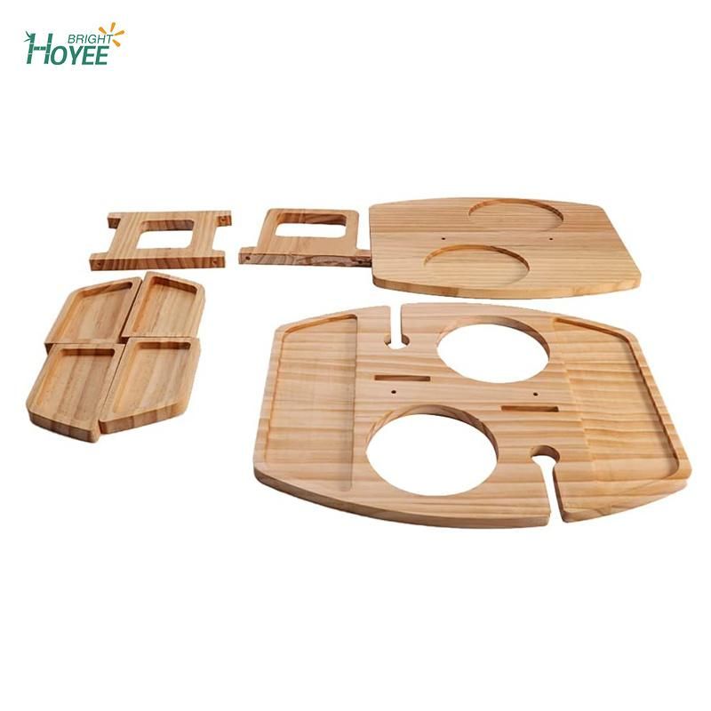 Bamboo Wooden Outdoor Folding Picnic Table with Wine Holder