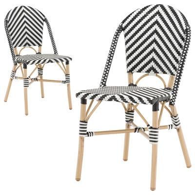 Popular High Quality Plastic Rattan Wicker Stackable Restaurant Chairs Indoor and Outdoor Garden Metal Dinner French Bistro Dining Room Chair