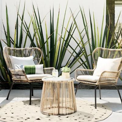 Outdoor Metal Rattan Garden Hotel Villa Leisure Glass Table Chair