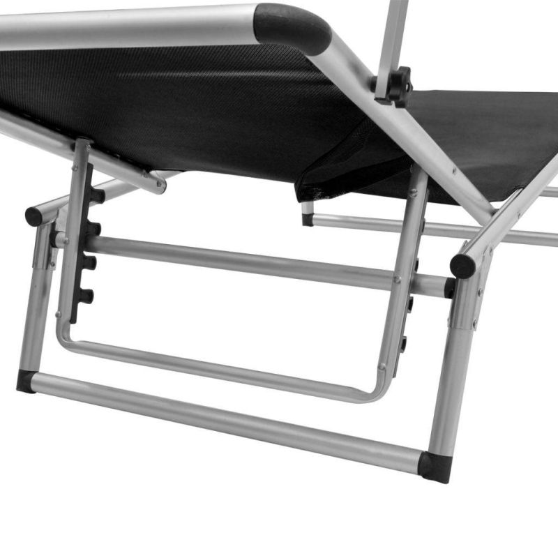 Sun Lounger Folding Chaise Aluminum Frame and Textilene Outdoor Patio Beach Camping Recliner Blue/Black/Blue