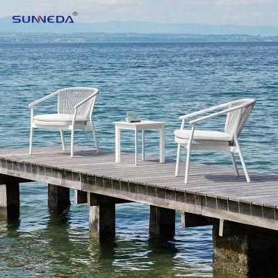 Stackable Garden Modern Furniture Leisure Outdoor Aluminum Patio Furniture Rope Chair &amp; Table Set