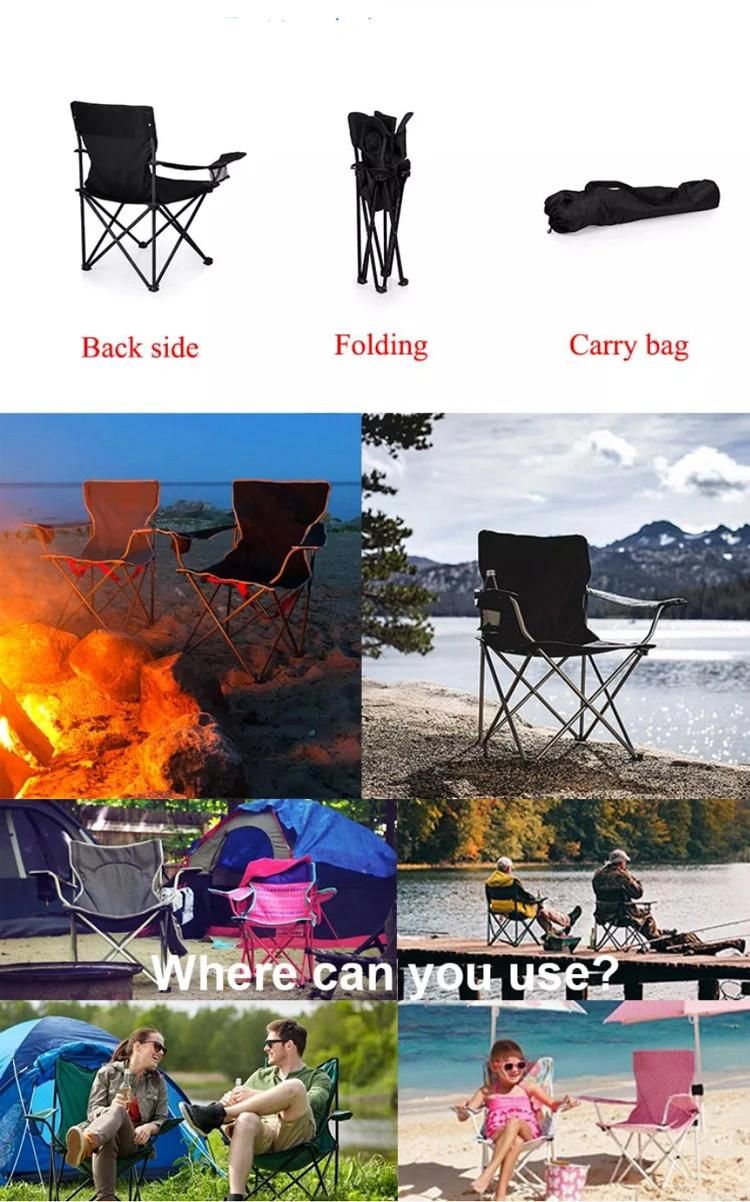 Portable Wholesale China OEM Outdoor Cheap Picnic Beach Camping Fishing Folding Chair with Armrest