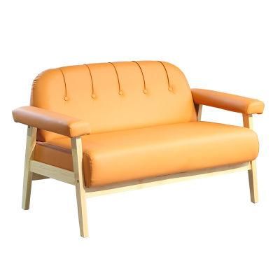 Candy Color Soft and Comfortable Solid Wood Two-Seat Sofa