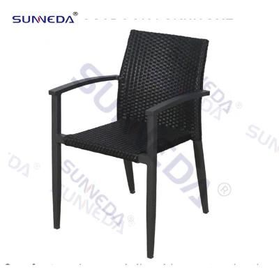 Wicker Top Quality Black Aluminum Outdoor Furniture Dining Conversation Table and Chairs