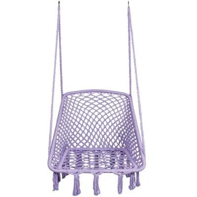 Hot Square Metal Frame Macrame Hanging Rope Chair
