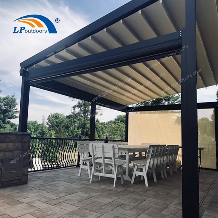 Bioclimatic Automatic Retractable Roof Pergola with Side Screen on The Balcony