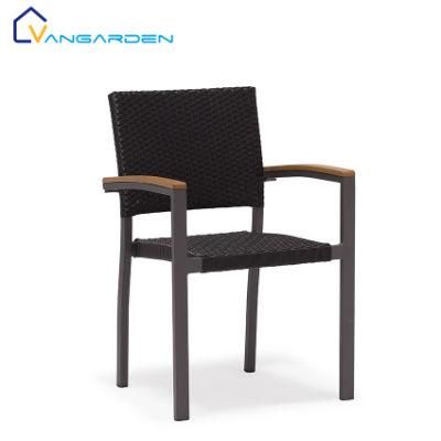 Hot Sale Outdoor Stackable Rattan Patio Arm Dining Chair