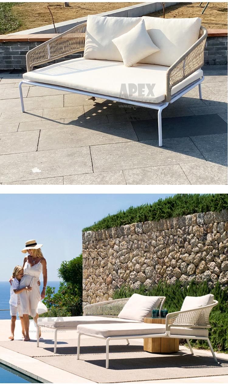 Promotional New Style Home Patio Beach Daybed Aluminum Rope Lounge