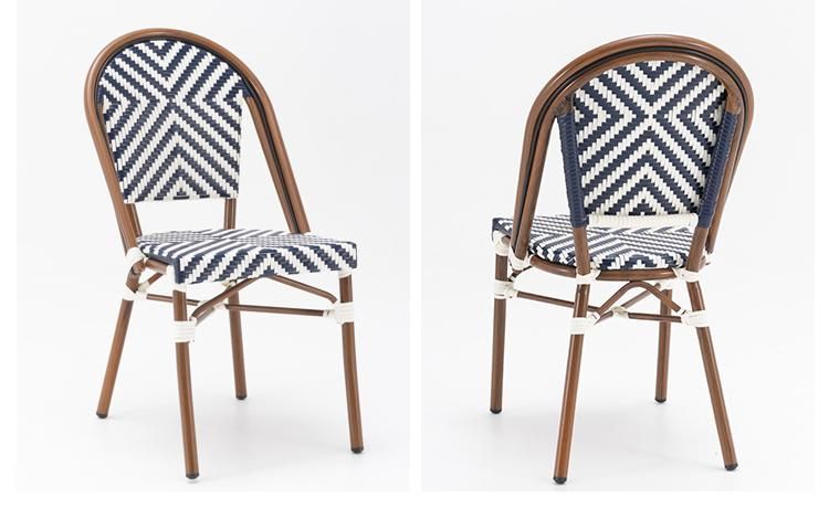 Vangarden Outdoor Metal Rattan Bistro Chair French Style for Cafe