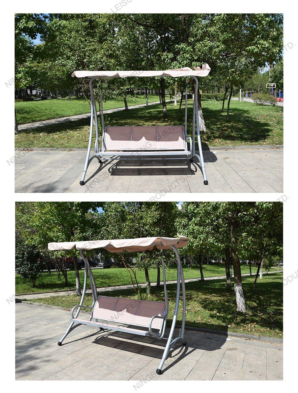 Teslin 3 Person Patio Swing with Adjustable Canopy, All Weather Resistant Hammock Swinging Chair Bench for Patio, Garden, Poolside, Balcony
