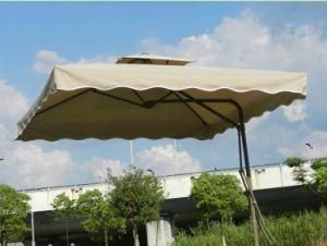 Large Feet Double-Deck Boutique Patio Hand Push Umbrella with Flap