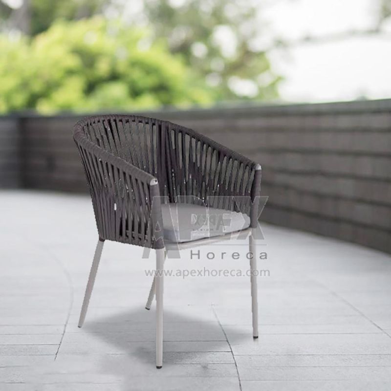 Modern Leisure Garden Patio Rattan Aluminum Rope Armrest Chair Wholesale
